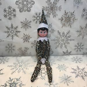 Christmas Holiday Elf Shelf Sitter Leopard Girl Doll